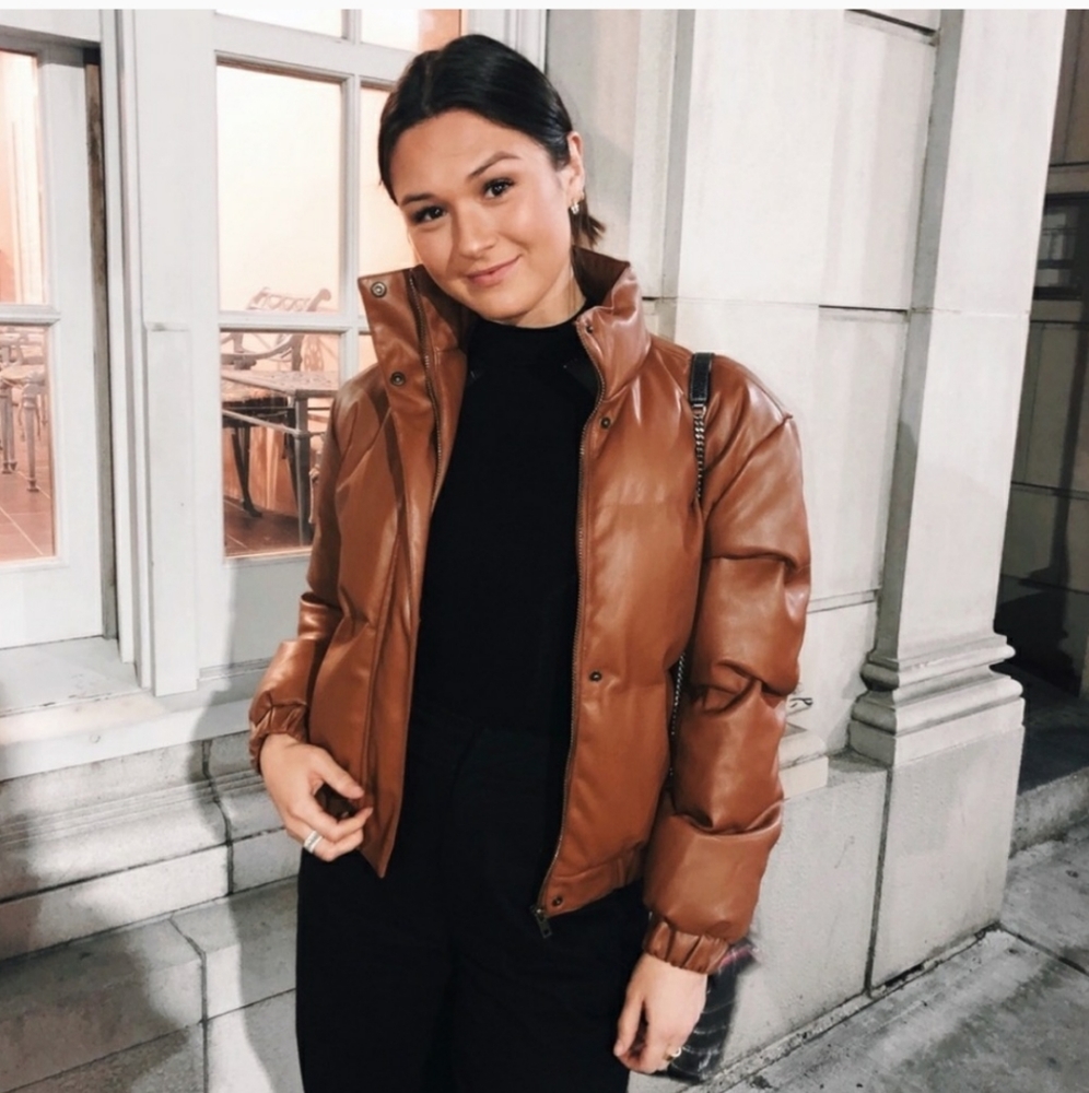 Last one! Final sale! Faux Leather Puffer Jacket - Picture 2 of 9